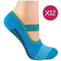 Sock Snob Women's 12 Pairs Non Slip Breathable Yoga Socks in Blue | Size: 4-8