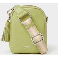 OSPREY LONDON Women's The Stella Leather Phone Bag in Light Green