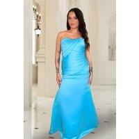 Marco Paul Women's Ice Blue Satin Fitted Strapless Bridesmaid Dress | Size: 18