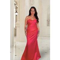 Marco Paul Women's Red Satin Fitted Strapless Bridesmaid Dress | Size: 24