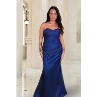 Marco Paul Women's Royal Blue Satin Fitted Strapless Bridesmaid Dress | Size: 22