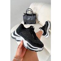 Love Lemonade Women's Crystal Luxe Motion Chunky Trainers in Black | Size: 5