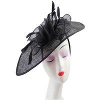 Vellin Women's Mesh Disc Fascinator with Bow & Feather Detail in Black