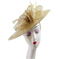 Vellin Women's Mesh Disc Fascinator with Bow & Feather Detail in Nude