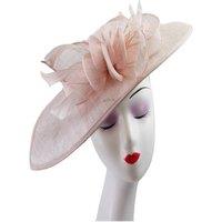 Vellin Women's Mesh Disc Fascinator with Bow & Feather Detail in Pale Pink
