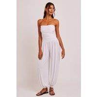Jaded Rose Women's Jump White Strapless Balloon Leg Jumpsuit | Size: 12