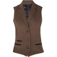Infinity Leather Women's Tweed 1920s Herringbone Waistcoat in Light Brown | Size: 10