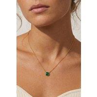 MUCHV Women's Gold Pendant Necklace With Emerald Green Square