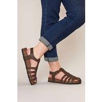 Moshulu Women's 'Yarmer' Leather Fisherman Cork Sandals in Chocolate | Size: 5