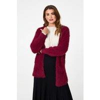 Izabel London Women's Soft Textured Longline Open Cardigan in Red | Size: 8-10