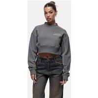 Good For Nothing Women's Cropped Sweatshirt in Dark Grey | Size: Large