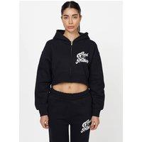 Good For Nothing Women's Cropped Zip Through Hoodie in Black | Size: Small