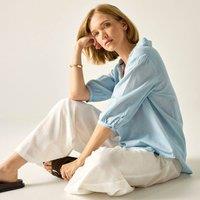 Regatta Women's Nofino 3/4 Sleeve Open Collar Blouse in Light Blue | Size: 10