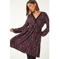 Roman Women's Ditsy Floral Button Detail Stretch Dress in Wine | Size: 20