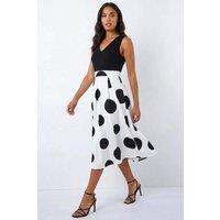 Roman Women's Spot Print Premium Stretch Dress in Black | Size: 20