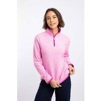 Weird Fish Women's Beye 1/4 Zip Grid Fleece in Pink | Size: 14