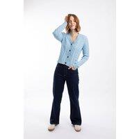 Weird Fish Women's Constance Cable Knit Cardigan in Light Blue | Size: 22