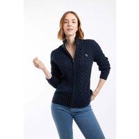 Weird Fish Women's Lunenne Full Zip Cable Knit in Navy | Size: 18