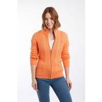 Weird Fish Women's Lunenne Full Zip Cable Knit in Orange | Size: 10