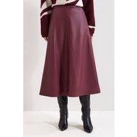 Phase Eight Women's Antoinette PU Midi Skirt in Wine | Size: 16