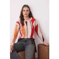 WOVCOR Women's Soft Textured Colour Block Knit Sweater | Size: Small