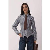WOVCOR Women's Tailored Striped Shirt & Tie Set | Size: 8