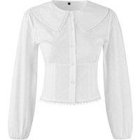 WOVCOR Women's Poplin Shirt with Decorative Collar Detail in White | Size: 8