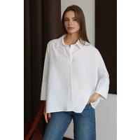 WOVCOR Women's Oversized Woven Relaxed Shirt in White | Size: Small