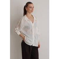 WOVCOR Women's Oversized Textured Stripe Shirt in White | Size: Medium