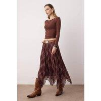 WOVCOR Women's Asymmetric Crinkle Chiffon Maxi Skirt with Lining | Size: 8