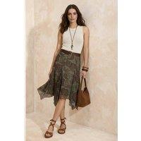 WOVCOR Women's Paisley Print A-Line Ruffled Regular Waist Midi Skirt | Size: XL