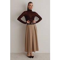 WOVCOR Women's Belted A-Line Woven Maxi Skirt in Beige | Size: 10