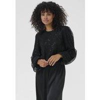 Kaffe Women's KAotilia Long Sleeve Sequin Blouse in Black | Size: Medium