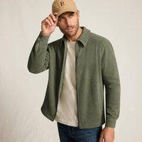 Lands' End Men's Zip Front Soft Velour Shacket in Olive | Size: Medium