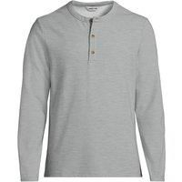 Lands' End Men's Long Sleeve Henley Ottoman Top in Grey | Size: XL