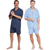 Chums Men's Marlow Check Pyjama Sets (Pack of 2) Blue & Navy | Size: 2XL
