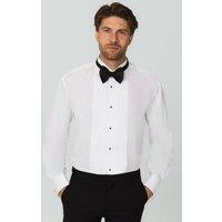 Dobell Men's White Pleated Stud Button Front Wing Collar 100% Cotton Dress Shirt | Size: 21 inches