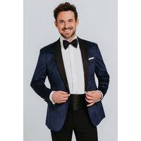Dobell Men's Navy Paisley Velvet Tuxedo Jacket | Size: 52R