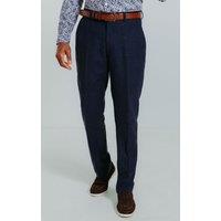 Dobell Men's Navy Linen Suit Trousers | Size: 36L