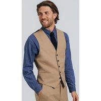 Dobell Men's Camel Twill Waistcoat in Light Brown | Size: XL