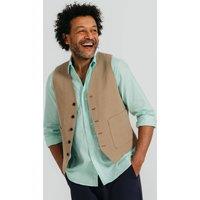 Dobell Men's Tan Linen Twill Waistcoat | Size: Large