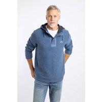 Weird Fish Men's Bakersfield Button Neck Macaroni Hoodie in Mid Blue | Size: 2XL