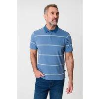 Saltwell Men's Stripe Short Sleeve Cotton Polo Shirt in Blue | Size: XL
