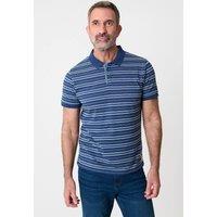 Saltwell Men's Jacquard Stripe Short Sleeve Polo Shirt in Navy | Size: Large