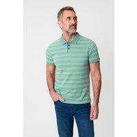 Saltwell Men's Jacquard Stripe Short Sleeve Polo Shirt in Green | Size: Medium