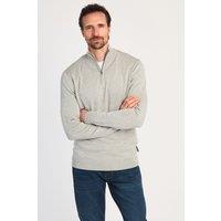 French Connection Men's 1/2 Zip Knitted Jumper in Light Grey | Size: XL