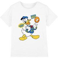 Disney Donald Duck Badges Kids T-Shirt, White | Size: 5-6 Years