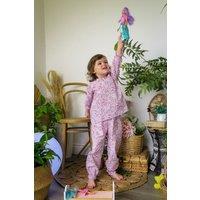 Fox In A Box Girl's Cosmic Moon & Star Cotton Pyjama Set in Pink | Size: 8-9 Years