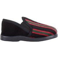 ABSOLUTE FOOTWEAR Boy's Infants Slip On Striped Winter Slippers with Twin Gusset in Black | Size: Infant 8