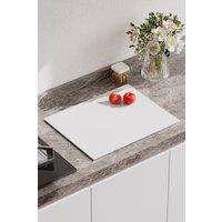 Living and Home Tempered Glass Chopping Board Worktop Saver with Non-Slip Foot Pads in White